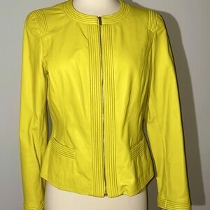 St. John yellow leather jacket size 6